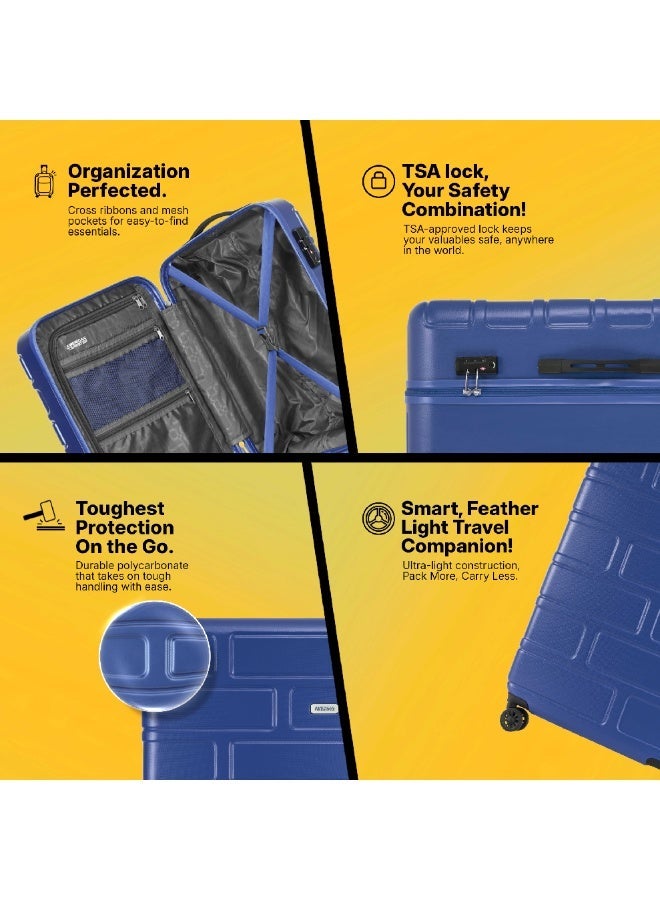 AMERICAN TOURISTER Bricklane Suitcase, Check-In Size 69 cm / 25 inch, 4 Spinner Wheels, Hard Top, Polycarbonate, Oxford Blue|Lightweight|Scratch & Impact Resistance|TSA Lock|Inner Mesh Zippered Pocket - 3 Years International Warranty - Image 4